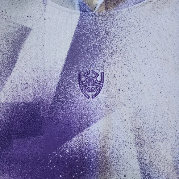Adidas Donovan Mitchell Shooter Hooded Short Sleeve Sweatshirt Purple Men's Lrg - Picture 3 of 6